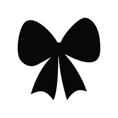 Black silhouette of a bow or a ribbon in a flat vector style isolated on a white background
