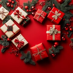 Christmas sale offer banner on red background  " ai generator "
