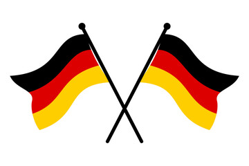 German Flag Pair Crossed on Black Poles – Vector Icon for Event, Logo, and Template Design, Editable and Scalable EPS, Isolated on White Background