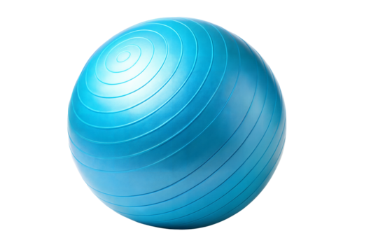 Blue stability ball on a transparent or white isolated background.