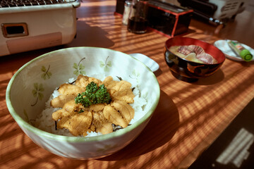 Hokkaido Fresh Sea Urchin Rice Bowl with Miso Soup