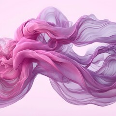 Fototapeta premium A flowing abstract design featuring delicate layers of translucent fabric in shades of pink and purple, creating a dreamy, ethereal atmosphere with soft movement.