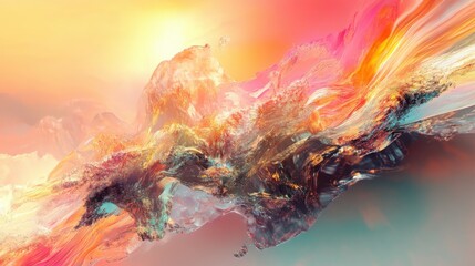 AI creating digital art, advanced algorithms generating abstract visuals in a studio.