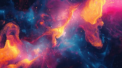 AI creating digital art, advanced algorithms generating abstract visuals in a studio.