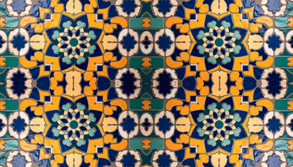 Seamless Moroccan mosaic pattern, colorful, geometric tile design for cultural heritage