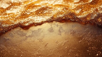 Obraz premium Luxury golden background with sparkling light on the right and empty space.