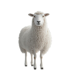 Fototapeta premium Cute White Sheep Looking at Camera on transparent background