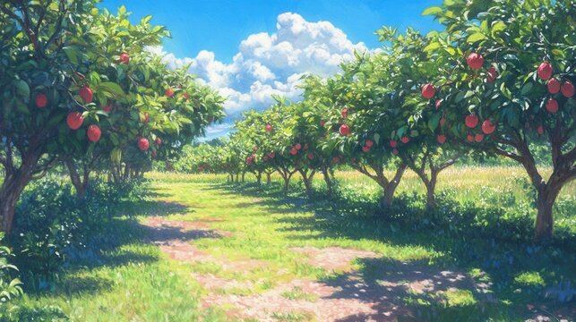 Guava Orchard Under Dappled Sunlight