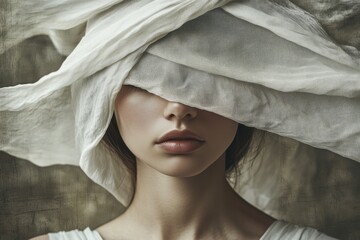 woman hiding her face artwork