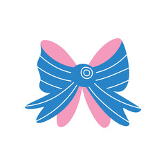 A textured retro bow or ribbon in a flat vector style