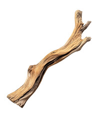 Fototapeta premium Close-up of a textured, natural driftwood piece. Isolated on transparent white background, png