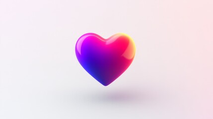 Vibrant Heart Icon with Soft Shadows on White Background