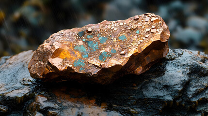 Copper Ore Rock With Blue Crystals Photo