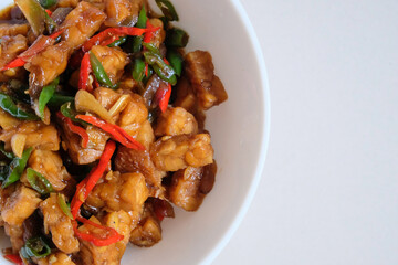 Indonesian side dish Tempeh Orek.