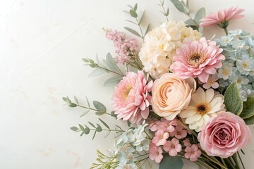 Vintage-inspired artificial flowers in a beautiful pastel color palette, delicate stems, floral...