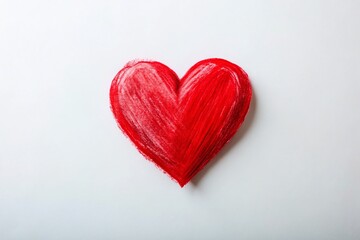 Fototapeta premium Heart Drawing in Vibrant Red on a Crisp White Background for Artistic Portrait Photography, Perfect for Love Themes, Valentine's Day, and Romantic Expressions