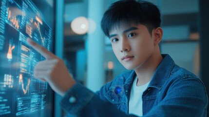 The Young Man Analyzing Data