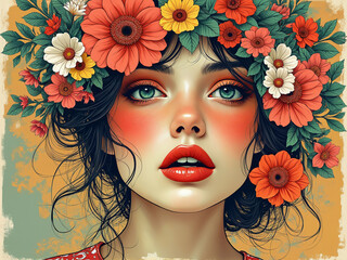 Naklejka premium Generated portrait illustration of a beautiful woman.