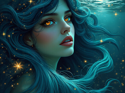 Generated portrait illustration of a beautiful woman.