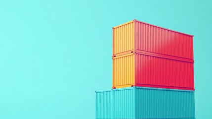 Colorful Stacked Containers Against a Bright Background