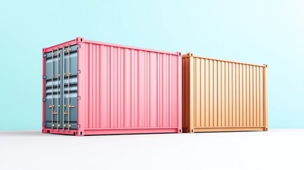 Colorful Stacked Shipping Containers on a Light Background