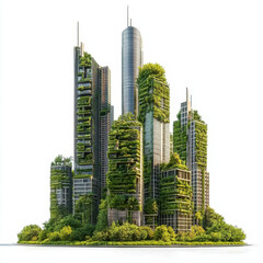 Fototapeta premium Green Urban Skyscrapers with Trees