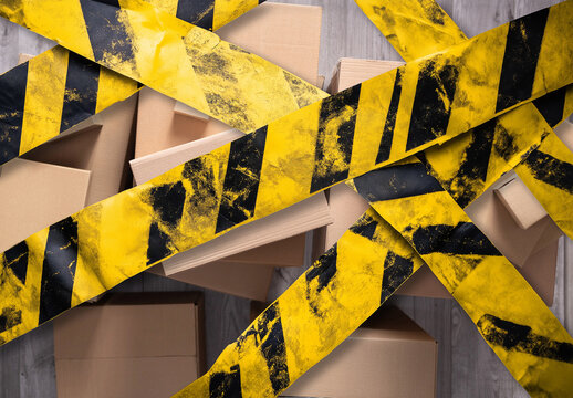 Mockup With Caution Tape Overlay and Generative ai