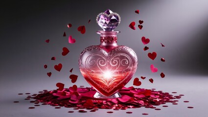 A Delicate Heart-Shaped Glass Bottle Filled with Colorful Beads Perfect for Home Decor or Gift Ideas