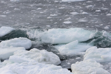 北海道　知床の海岸の流氷