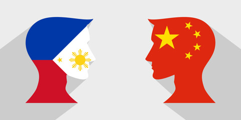 face to face concept. filipino vs chinese