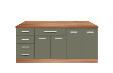 Chest of drawers, green front, vector