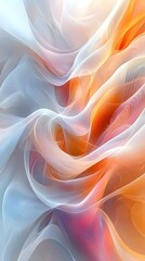Obraz premium An abstract wave pattern featuring flowing lines and gradients in soft hues of orange, pink, and blue, creating a sense of movement and tranquility.