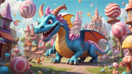 Fantasy Art Wonderland: Cute Dragon in a Candy Village