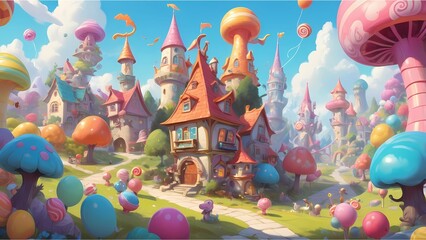Dreamy Fantasy Village: Candy and Mushroom Houses