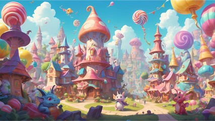 Dreamy Fantasy Village: Candy and Mushroom Houses