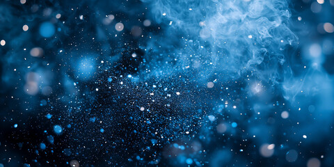 dynamic blue particles and swirling smoke background with ethereal bokeh and luminous depth for modern graphic design