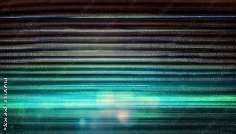 Aufkleber Abstract Digital Glitch Background with Vibrant Cyan and Teal Lines, Mimicking CRT Monitor Error or Futuristic Data Display. Perfect for Technology and Sci-Fi Themes in Design or Retro Media