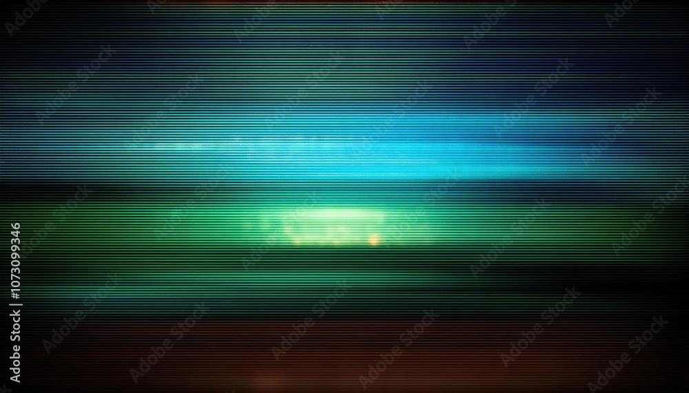 Aufkleber Abstract Digital Glitch Background with Vibrant Cyan and Teal Lines, Mimicking CRT Monitor Error or Futuristic Data Display. Perfect for Technology and Sci-Fi Themes in Design or Retro Media