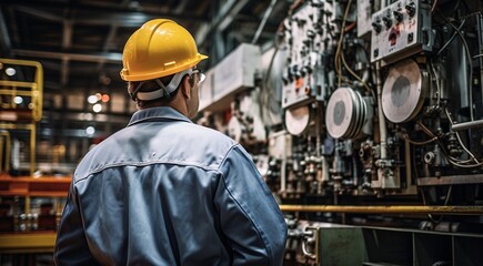 construction worker with yellow helmet at the work