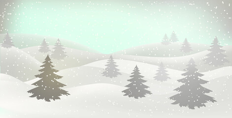 Winter landscape. Christmas card. Happy New Year card. A Christmas winter landscape with drifts of snow. 3D realistic snow background. Snow drifts isolated on hilly background. Christmas illustration