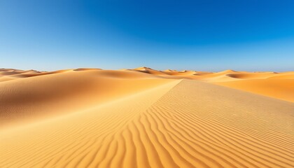 Desert Sand Dunes Under Blue Sky,