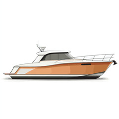 Naklejka premium Orange and White Motor Yacht Illustration