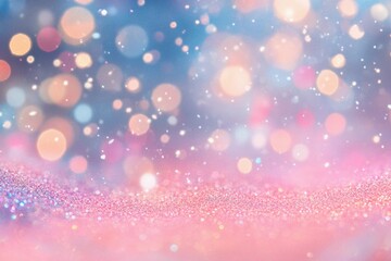 Obraz premium Sparkling bokeh lights create a dreamy atmosphere in a soft pastel wonderland. Generative AI