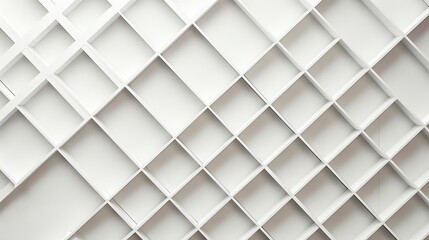 Fototapeta premium A white geometric pattern of intersecting squares.