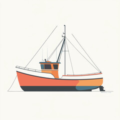 Fishing Boat Illustration - Simple Design