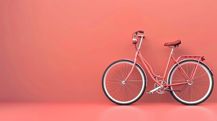 A pink bicycle on a pink background.