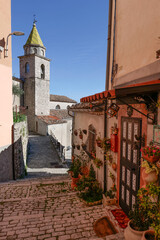 A road between the old houses of Sepino, a village in Molise, Italy.