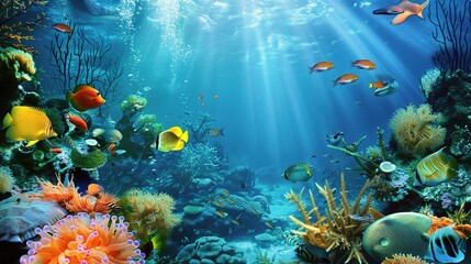 Fototapeta na wymiar The Deep Sea Realm: A Vast and Mysterious World of Darkness, Creatures, and Unfathomable Depths