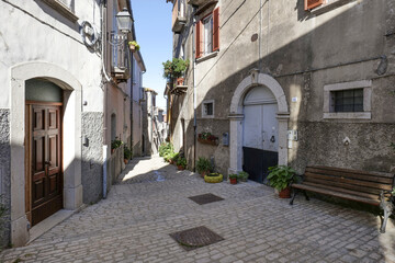 A road between the old houses of Sepino, a village in Molise, Italy.