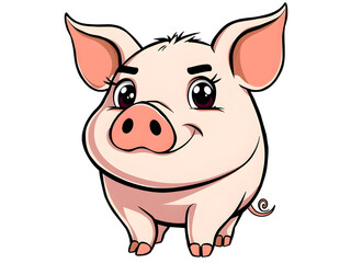 Fototapeta premium A cute cartoon piglet with a pink snout and big eyes